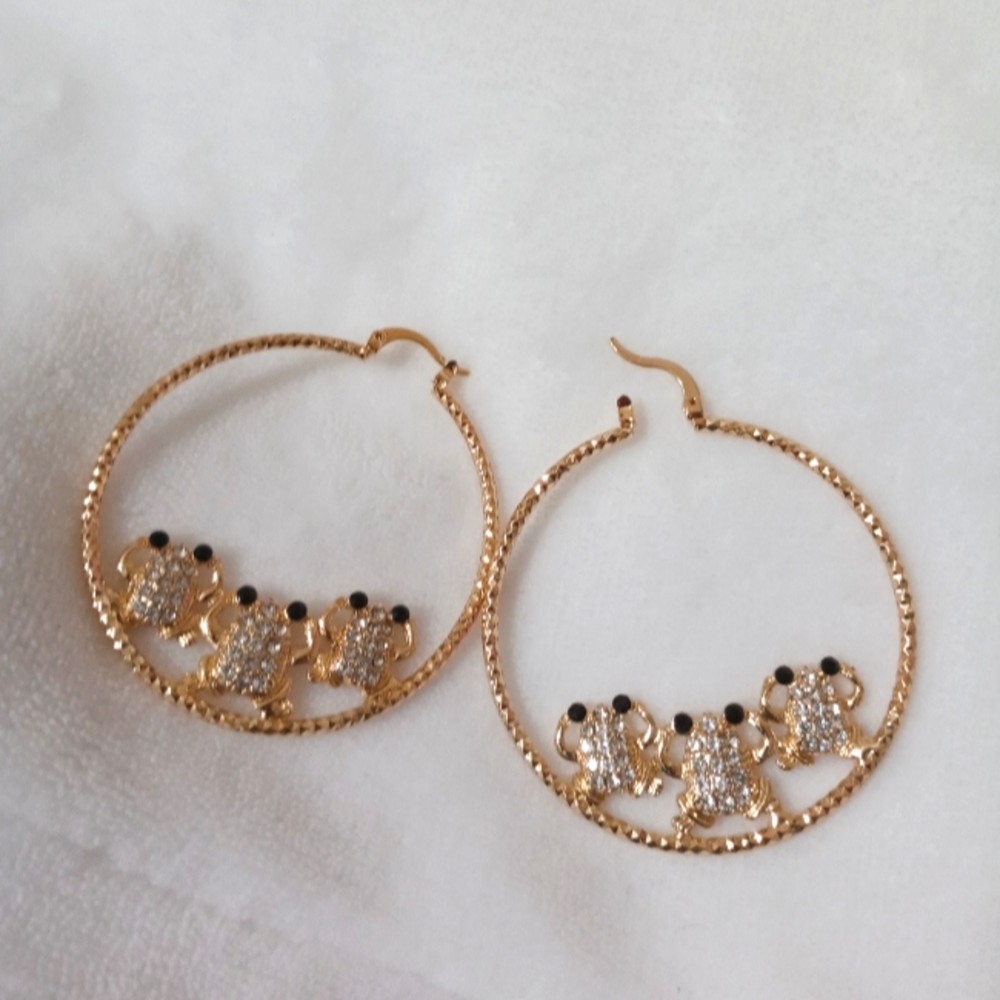 Frog hoop earrings